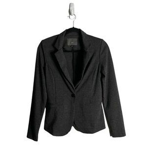 Ichi Women's Charcoal Gray Single Breasted Notch Lapel Blazer Sz XS